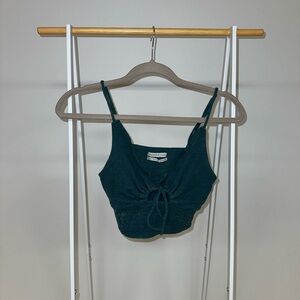 Urban Outfitters Green Tie Front Crop Tank